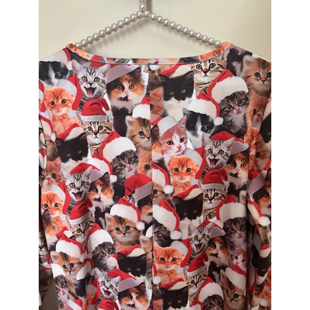 Tipsy Elves Womens Size L Meowy Catmus Long Sleeve Fit Flare Christmas Dress - Picture 4 of 5
